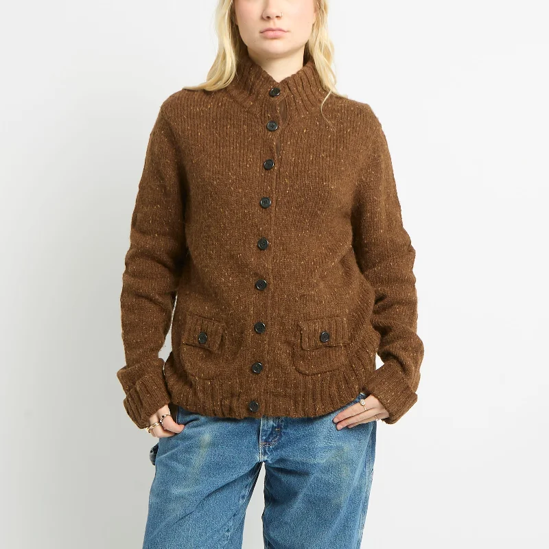 Ralph Lauren Speckled Cardigan With Front Pockets - UK 16 Mesh Cardigan Canvas Denim Ralph Lauren Speckled Cardigan With Front Pockets - UK 16 Mesh Cardigan Canvas Denim
