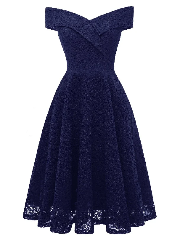 A-Line WE Party Dress Wedding Guest Holiday Knee Length Short Sleeve Off Shoulder Bridesmaid Dress Lace with Pleats Lace Insert Cowl Neckline Elegant A-Line WE Party Dress Wedding Guest Holiday Knee Length Short Sleeve Off Shoulder Bridesmaid Dress Lace with Pleats Lace Insert Cowl Neckline Elegant
