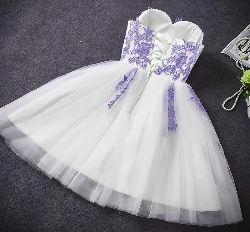 Cute Simple Tulle With Lace Applique Short Homecoming Party Dress, Lovely Formal Dress 2024 Tunics Practical easy-care Cute Simple Tulle With Lace Applique Short Homecoming Party Dress, Lovely Formal Dress 2024 Tunics Practical easy-care