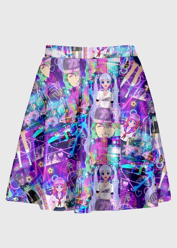 Cyberpop Anime Skater Skirt silk skirt sleek