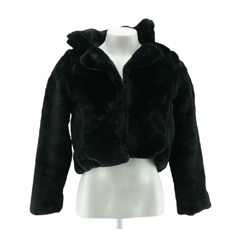 Black Solid Fur Jacket Herringbone Jacket Houndstooth Jacket Plaid Jacket