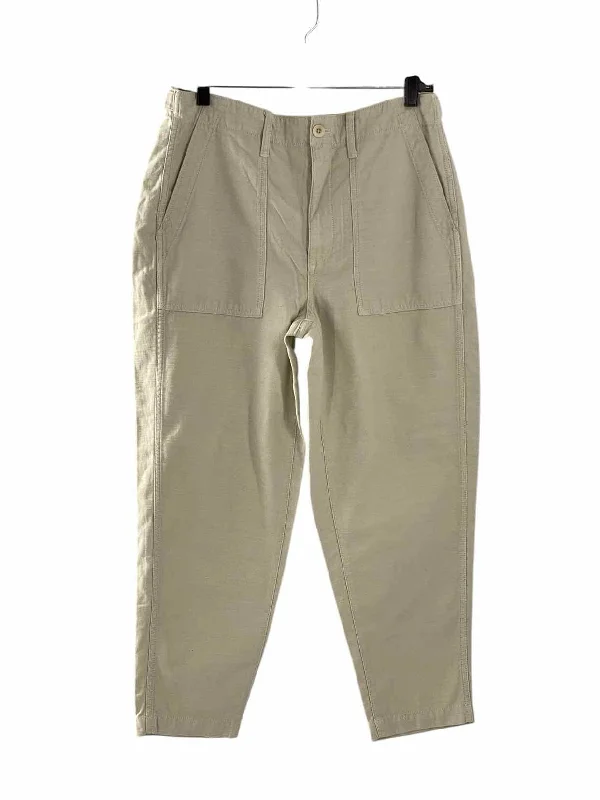 MadeWell Size 28 Cream 100% cotton Pants Relaxed High-Waist Trousers
