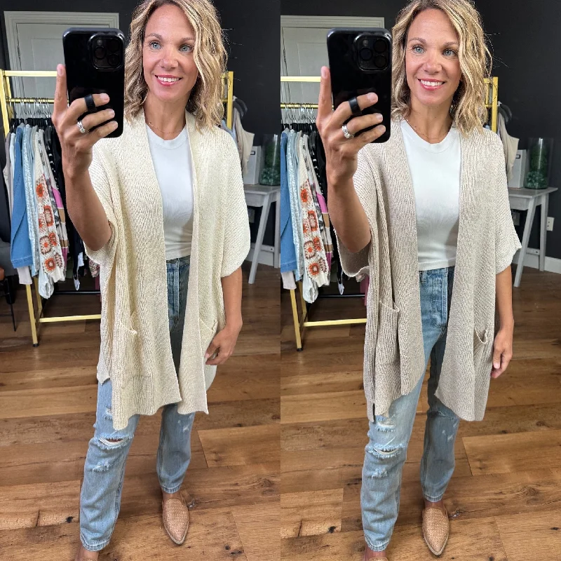 Never Too Late Dolman Sleeveless Cardigan - Multiple Options Front Pockets Side Pockets Patch Pockets Never Too Late Dolman Sleeveless Cardigan - Multiple Options Front Pockets Side Pockets Patch Pockets