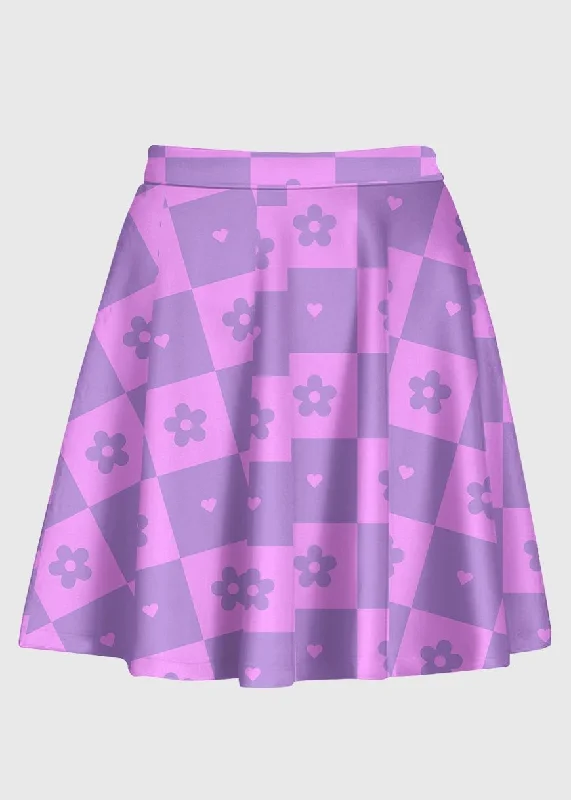 Flower Checkered Retro Pattern Y2k Skirt silk skirt elegant
