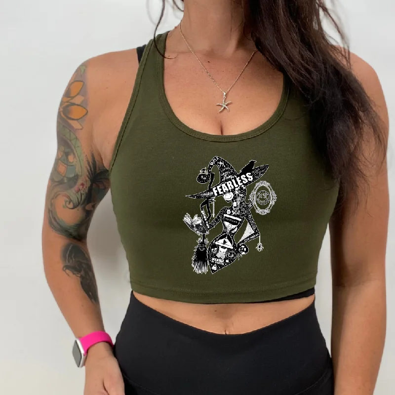 Ladies "SALTY WITCH" Racerback Crop Tank stretchy tank top