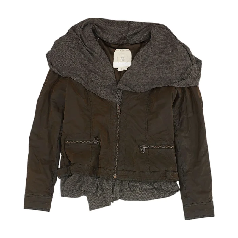 Brown Solid Jacket Striped Jacket Polka Dot Jacket Floral Jacket