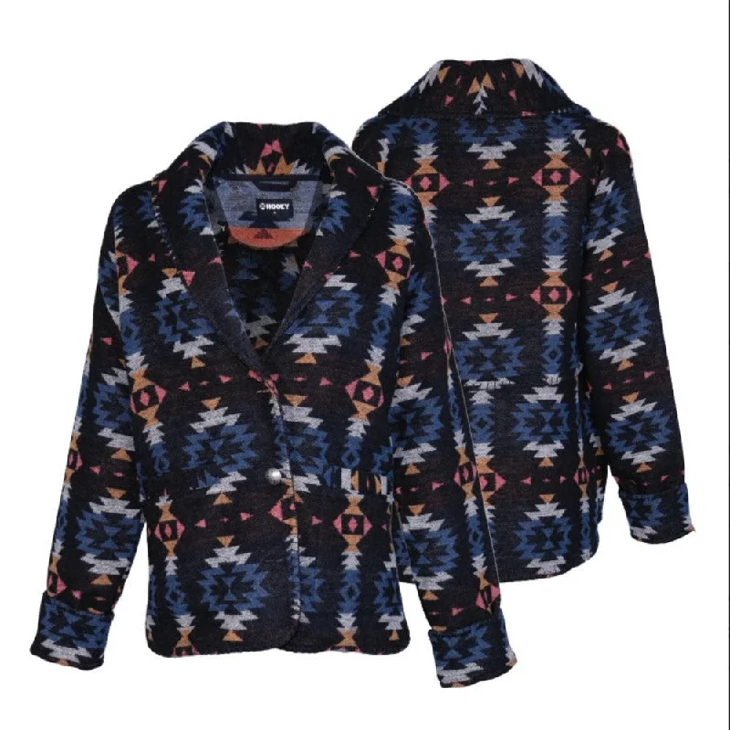 Hooey Ladies Black/Aztec Cardigan HJ121BKAZ Beaded Cardigan Sequined Faux Fur