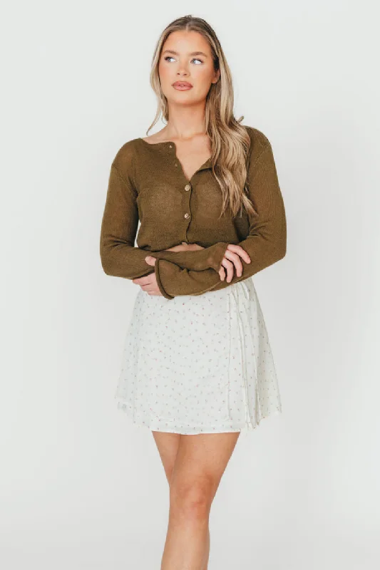 Bishop 100% Cotton Lightweight Cardigan in Olive Beaded Cardigan Sequined Faux Fur