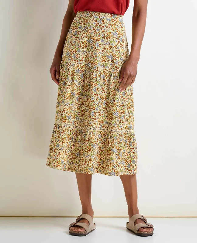 Marigold Tiered Midi Skirt breathable skirt fabric