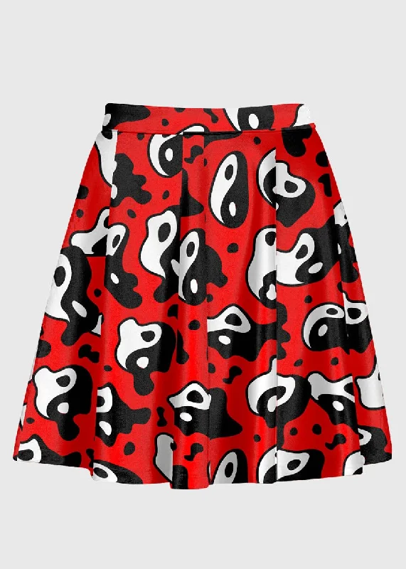 Red Trippy Yin And Yang Skirt lightweight skirt design