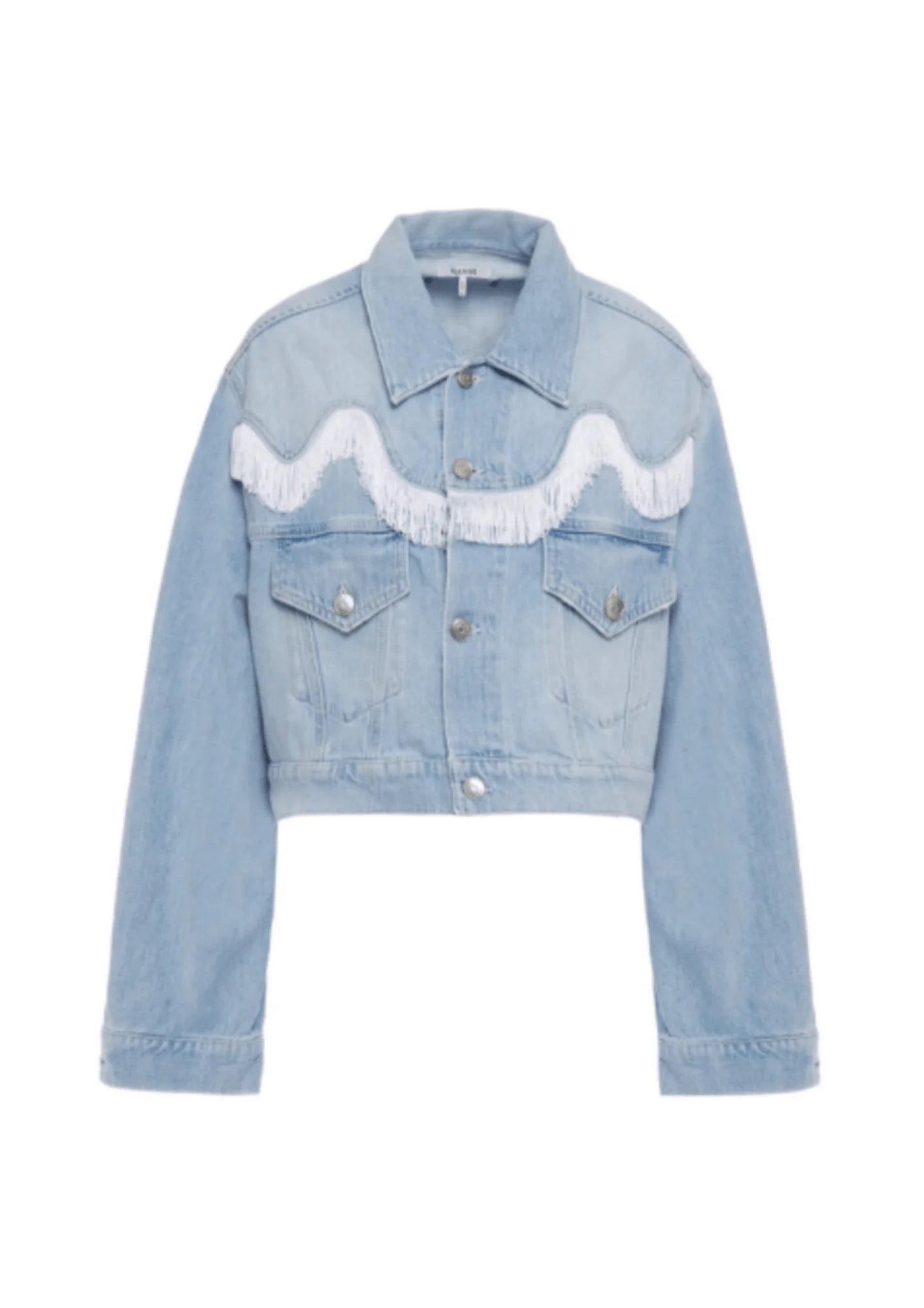 CROPPED FRINGED DENIM JACKET Jersey Jacket Tulle Jacket Batik Jacket