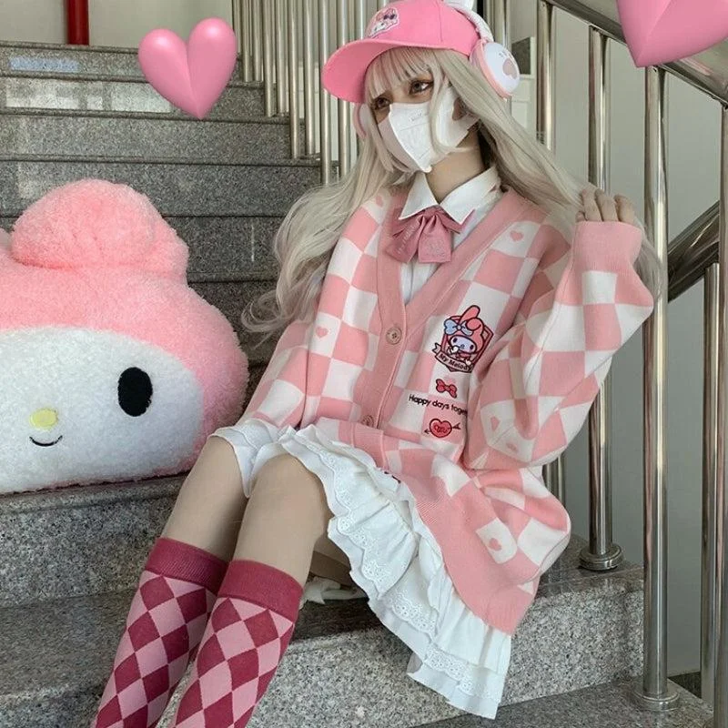 My Melody Buttoned Pink Cardigan Iron Safe Non-Iron Wrinkle Free