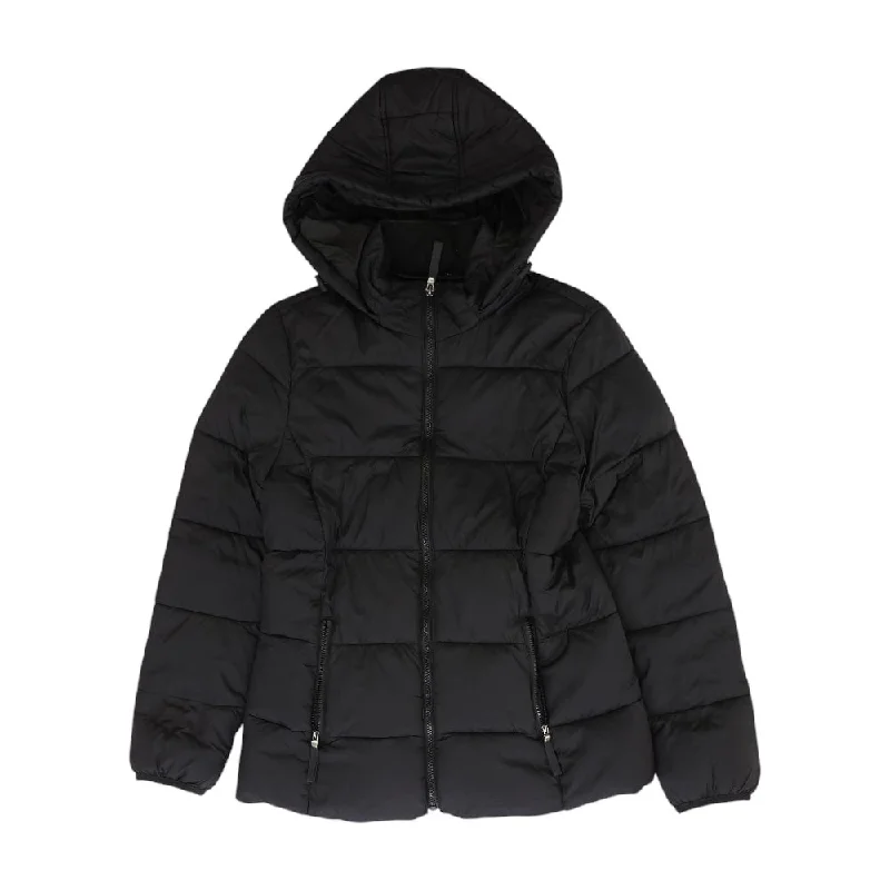 Black Solid Puffer Jacket Oversized Jacket Tailored Jacket Straight Jacket
