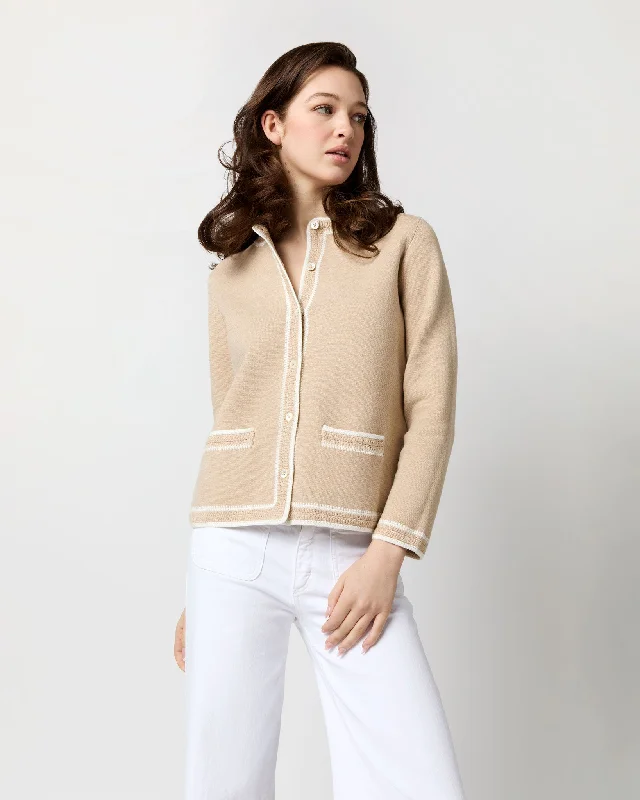 Aubrey Cardigan in Crema Cotton/Silk Terry Terry Cloth Terry Knit