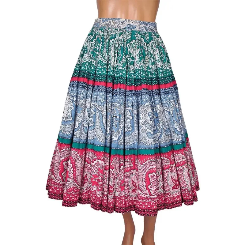 Vintage 1950s Circle Skirt Paisley Cotton 31” Waist leather skirt sleek