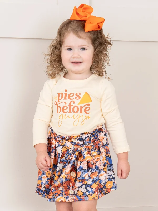 Floral "Pies Before Guys" Outfit w/ Skirt silk skirt elegant