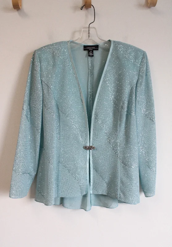R&M Richards Light Teal Glitter Cardigan | 12 Petite Lightweight Heavyweight Midweight R&M Richards Light Teal Glitter Cardigan | 12 Petite Lightweight Heavyweight Midweight