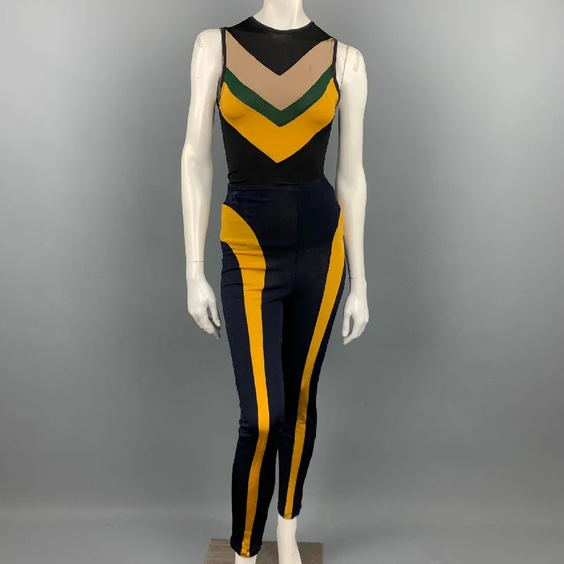 Vintage JUNIOR GAULTIER Black & Multi-Color Color Block Sleeveless Tank Top Set fitness tank top