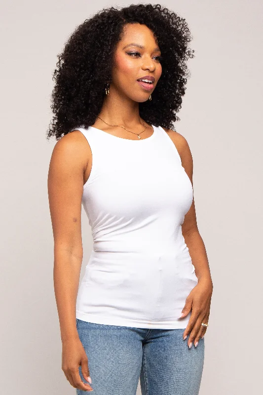 White Basic Seamless Tank cropped tank top
