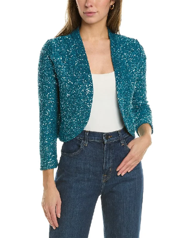 Oscar de la Renta Sequin Bolero Cardigan Solid Color Striped Floral Print