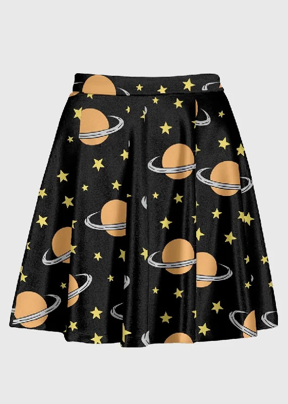 Saturn Planet Universe Skirt leather skirt bold