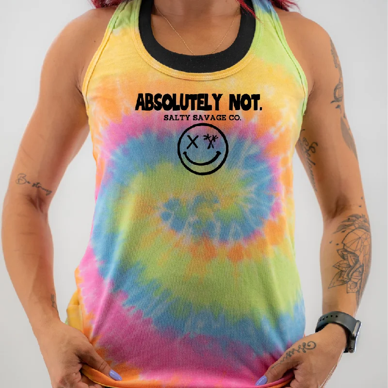 Ladies “ABSOLUTELY NOT.” Racerback Tank | Tie Dye casual tank top