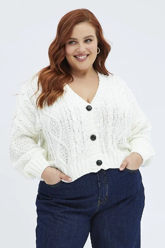 White Knit Cardigan Cabled Faux Fur Fabric Real Fur Fabric Shearling Fabric