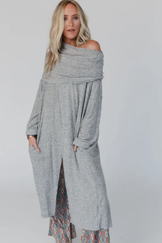 In Your Dreams Maxi Cardigan - Heather Gray Sequined Glittery Shiny