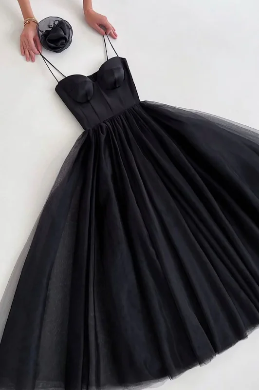 Black Spaghetti Tulle Short Prom Dress, Black Homecoming Party Dress Tunics Luxurious high-end Black Spaghetti Tulle Short Prom Dress, Black Homecoming Party Dress Tunics Luxurious high-end