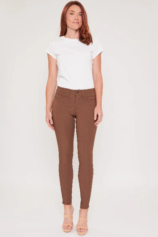 Women's Hyperstretch Mid Rise Skinny Pants, Plum Trendy Wide-Leg Pants
