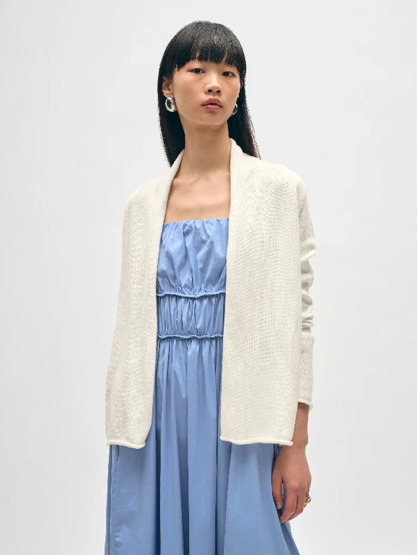 White Trapeze Cardigan Slim Fit Regular Fit Oversized