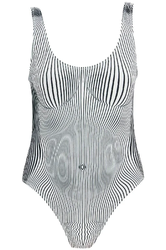 One-piece Swimsuit With Body Morphing  - White High-Waisted Swimwear