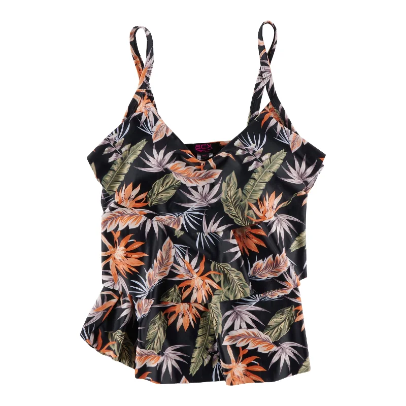 ACX Active Women's Exotic Printed Tankini Top Beachy Ruffle Bikini