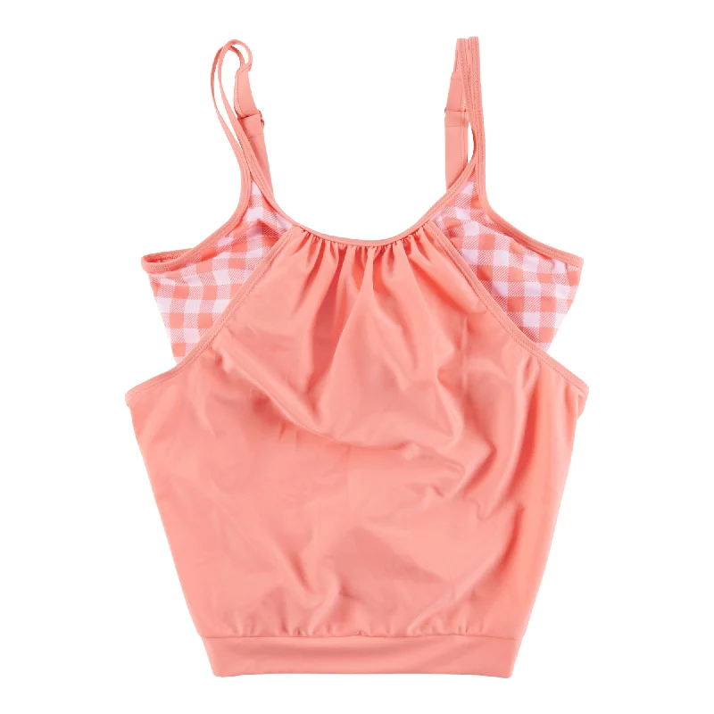 ACX Active Women's Gingham All-Over Print Tankini Top Sleek Racerback Swimsuit
