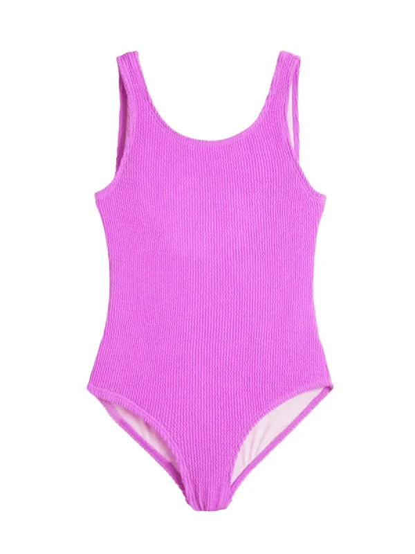 Crinkle One Piece Swimsuit - Orchid Button-Front Swimsuit