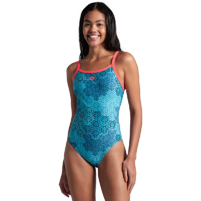 Arena Camo Kikko Challenge Back Ladies Swimsuit - Red/Multi Elegant Ruffle Swimsuit