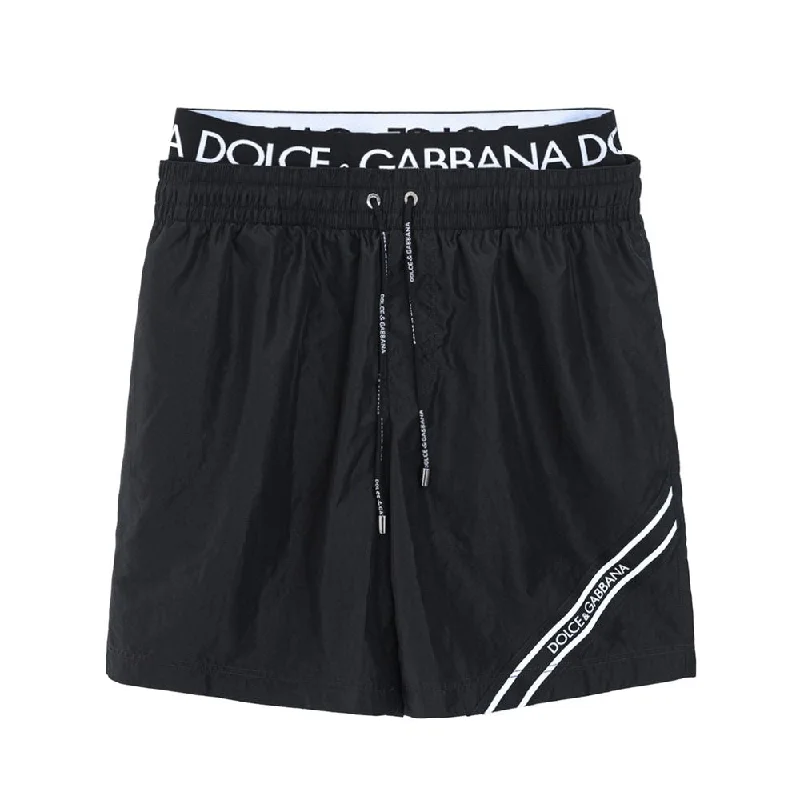 Dolce & Gabbana Black Polyester Swimwear Floral Swimwear Set