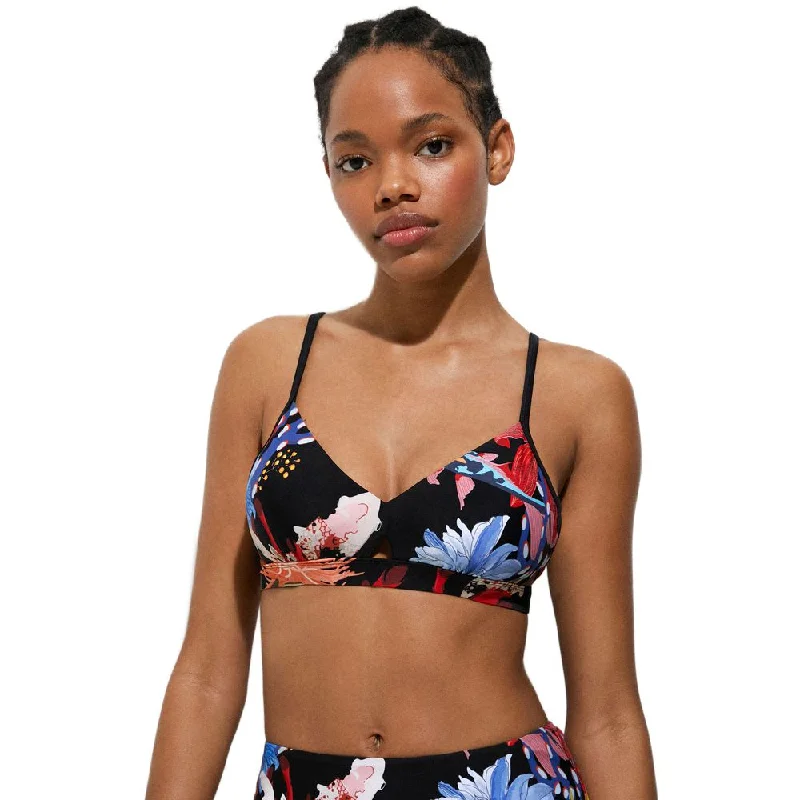 Black Polyester Swimwear High-Waist Bikini Set