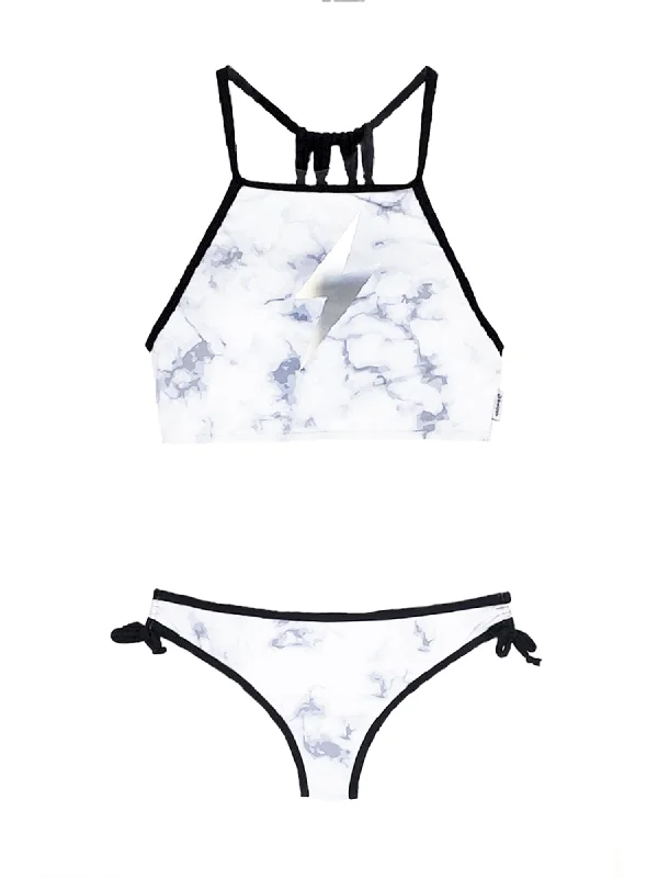 Harlow Tie Dye Foil Tankini Two Piece Swimsuit Elegant Ruffled Bikini
