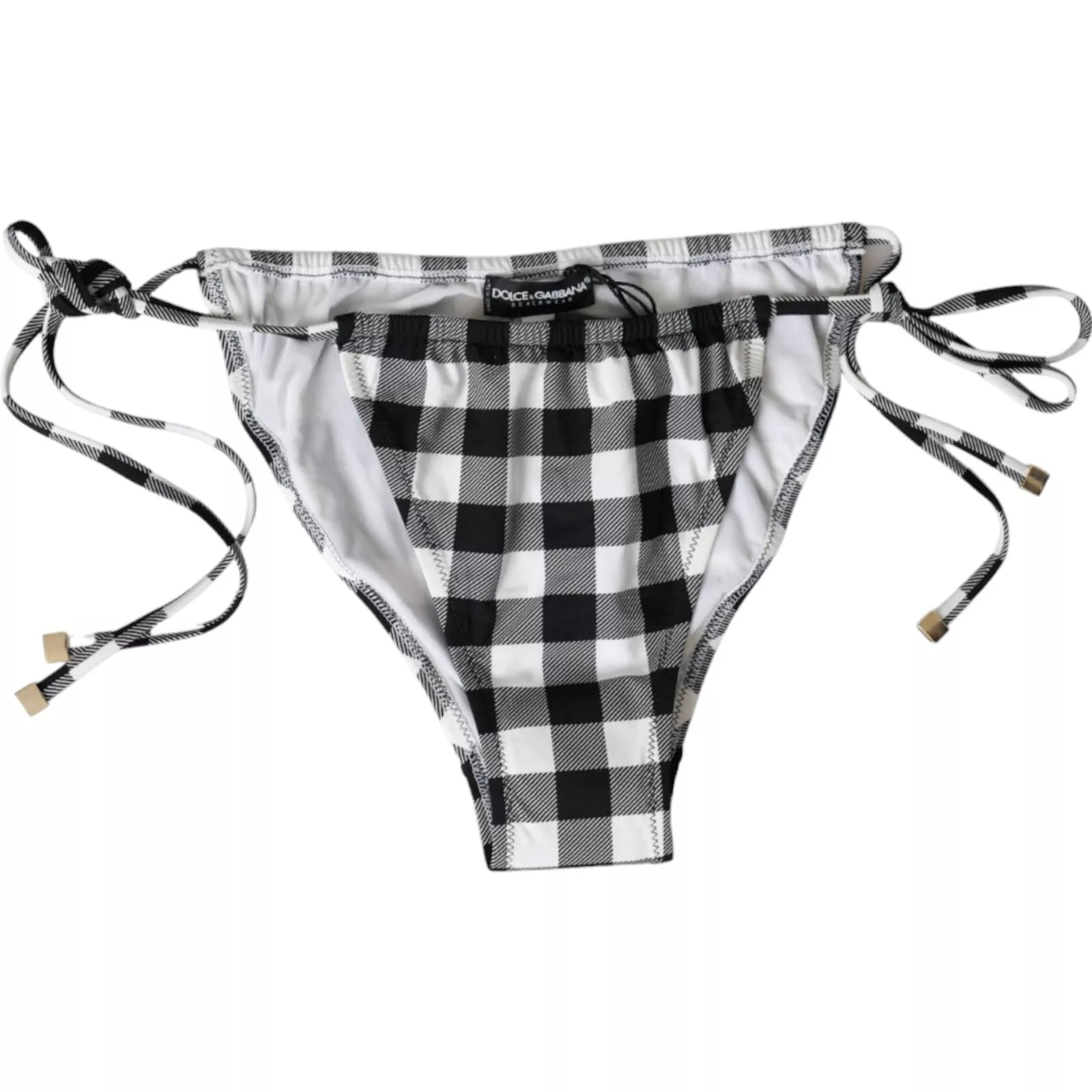 Dolce & Gabbana Black White Check Swimwear Beachwear Bottom Bikini Chic Bikini Set