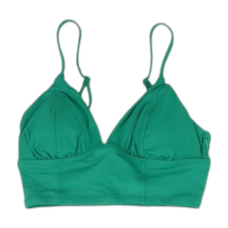Green Solid Swim Top Plunge Neckline Swimsuit