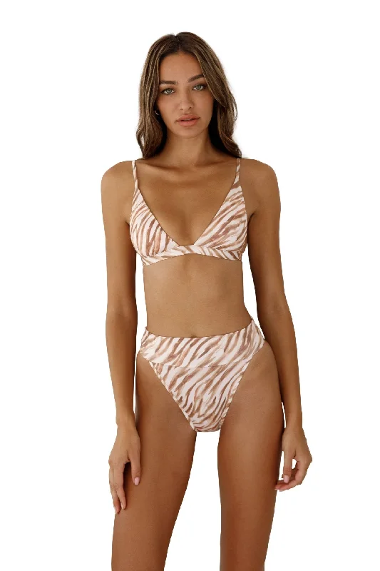 KYA Sienna Reversible Swim Top -  Zebra / Mocha Two-Piece Beachwear