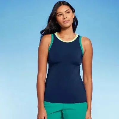 Lands' End Women's UPF 50 High Neck with Binding Tankini Top - Navy Blue XL Trendy Swimsuit Bottoms Lands' End Women's UPF 50 High Neck with Binding Tankini Top - Navy Blue XL Trendy Swimsuit Bottoms