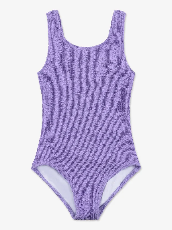 Crinkle One Piece Swimsuit - Periwinkle Shiny One-Piece Swimsuit