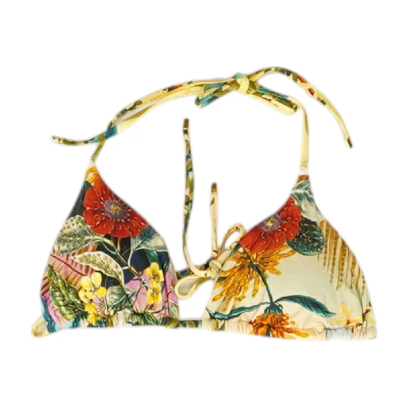 Multi Floral Swim Top Mesh Panel Swimwear