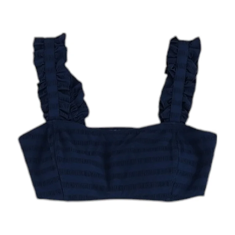 Navy Solid Swim Top Stylish Beachwear Set