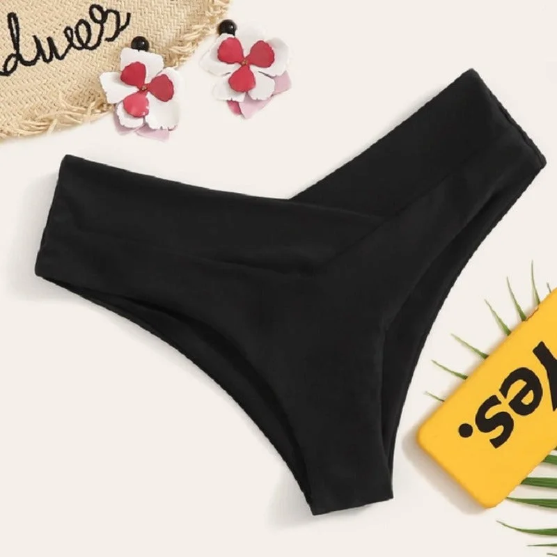 Sexy Women High Waist Bikinis 2 Piece Separates Swimsuit Adjustable Swim Top