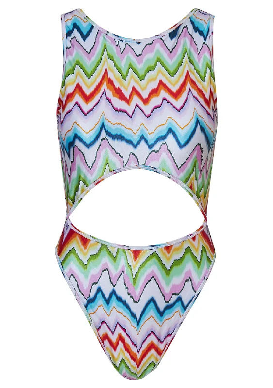 Multicolor Cut-Out Swimsuit Quick-Dry Tankini