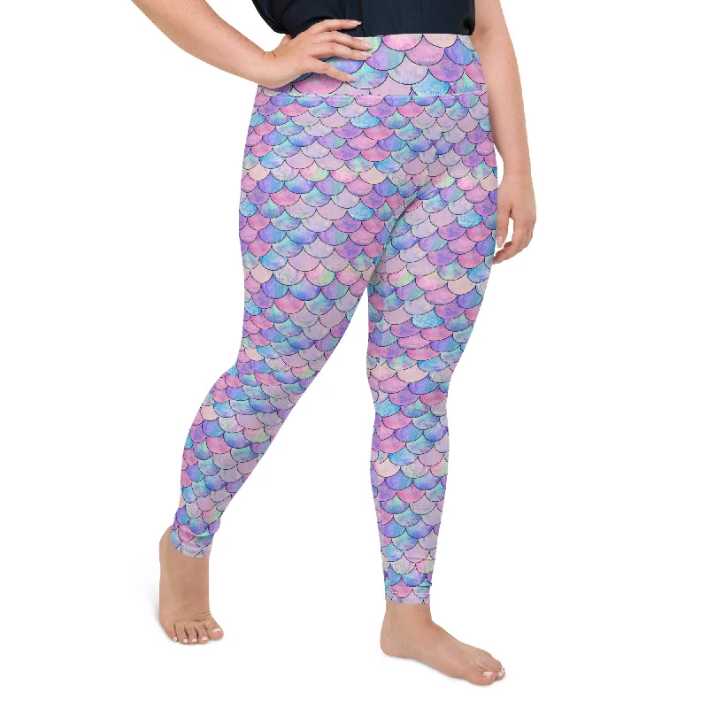 Plus Size Pastel Mermaid Scales Swim SUP Paddleboard Leggings 2XL-6XL High-Cut One-Piece Plus Size Pastel Mermaid Scales Swim SUP Paddleboard Leggings 2XL-6XL High-Cut One-Piece