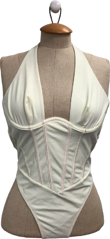 Pursuit White Halterneck Swimsuit UK S Sleek Mesh Bikini